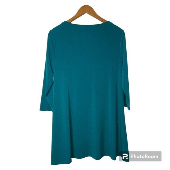 Chico's Green Round Neck Cut Out Beaded Pull Over Woman Blouse Size Chico's 1 M - Picture 2 of 4